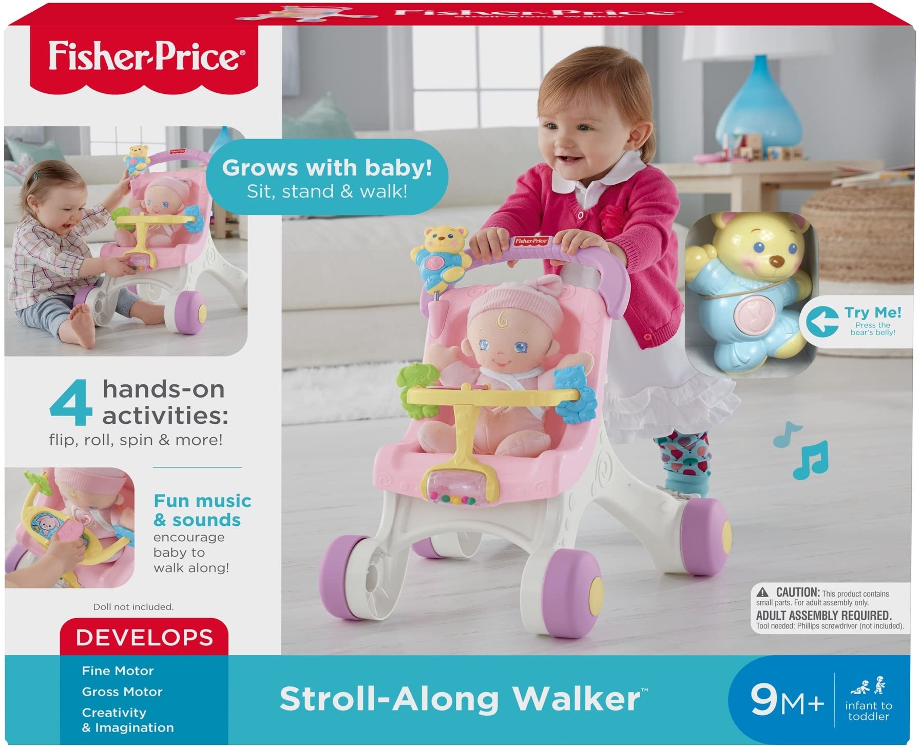 Foto 7 pulgar | Stroll-along Walker Fisher-price Brilliant Basics Pink - Venta Internacional.