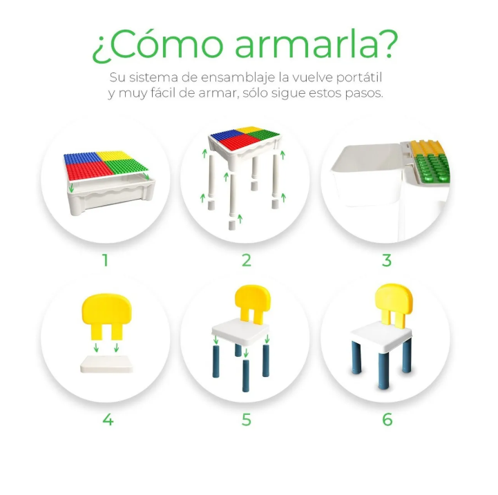 Foto 3 pulgar | Mesa Didactica Con Juego De Bloques Para Niños Incluye Silla
