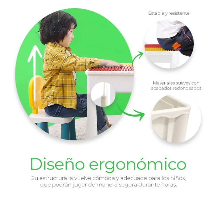 Foto 6 | Mesa Didactica Con Juego De Bloques Para Niños Incluye Silla