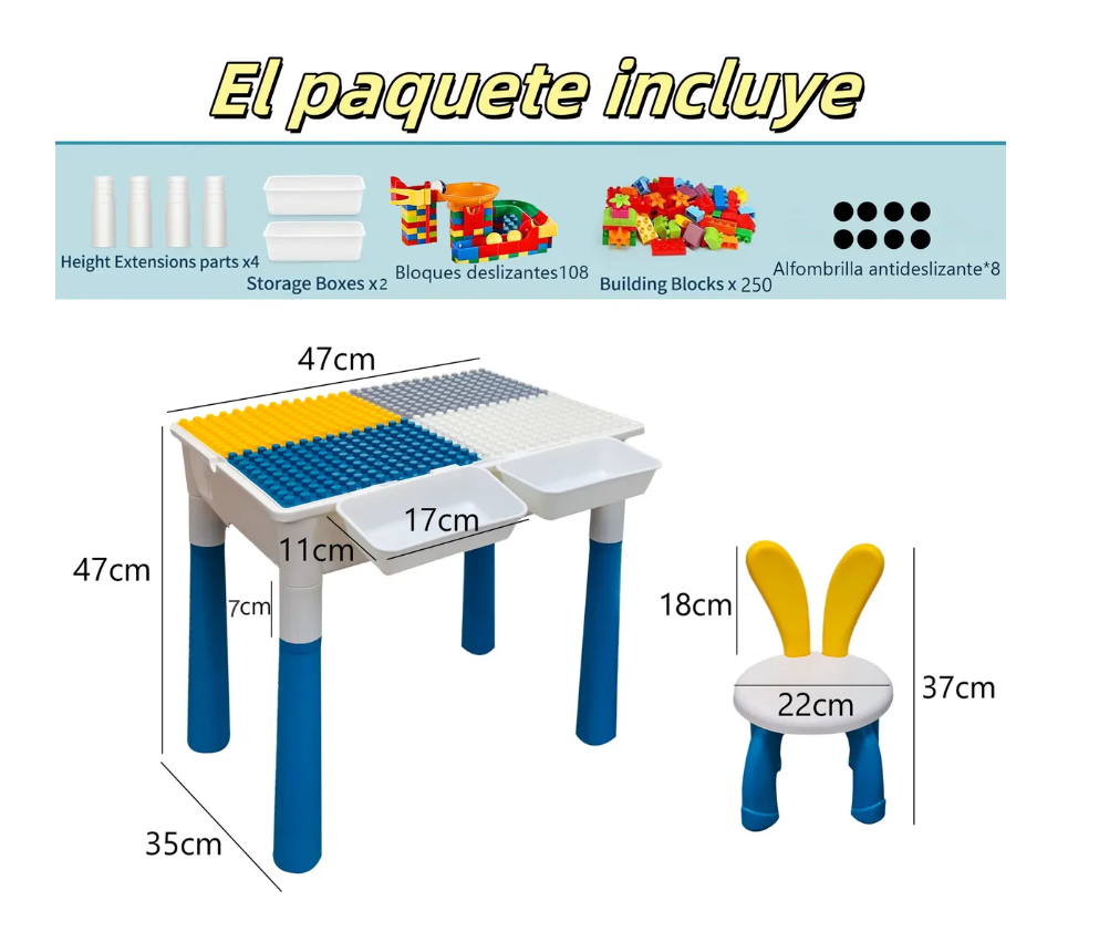 Foto 3 pulgar | Mesa Didactica Con Juego De Bloques Trae Silla Para Niños