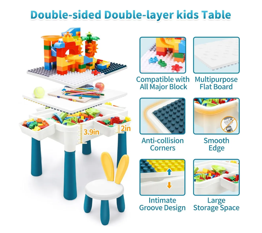 Foto 7 pulgar | Mesa Didactica Con Juego De Bloques Trae Silla Para Niños