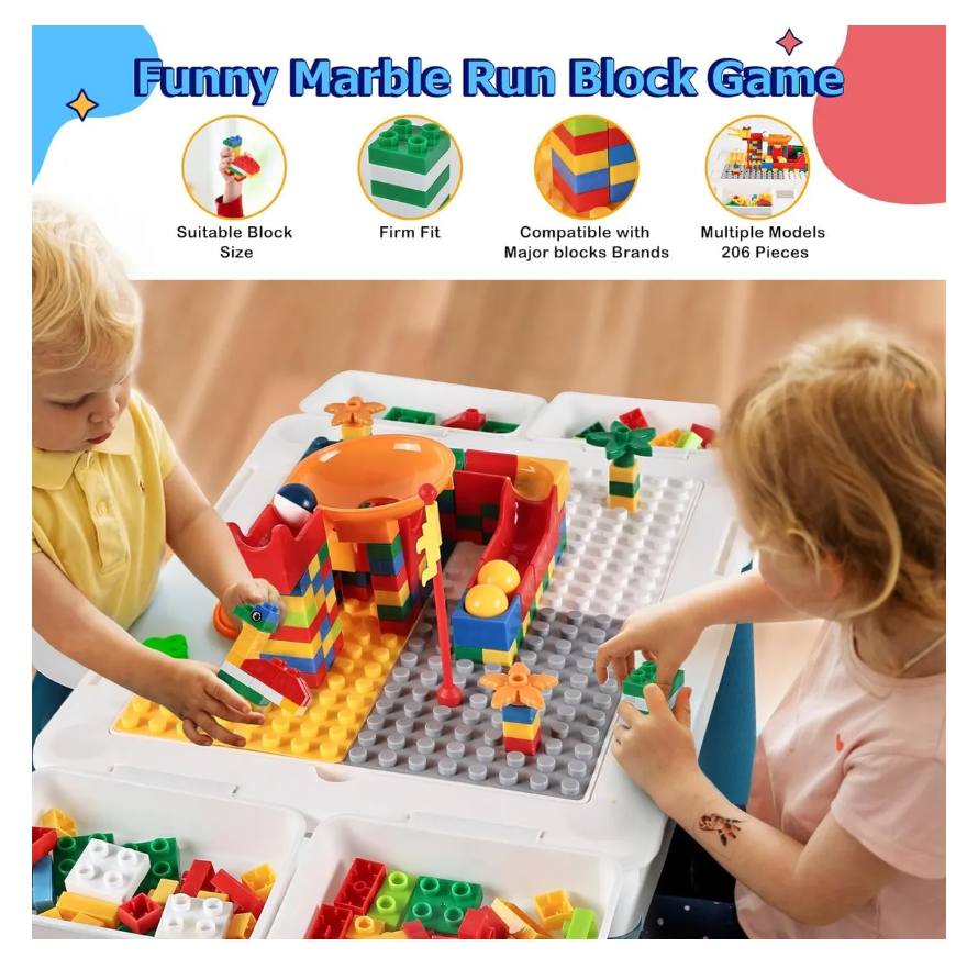 Foto 5 pulgar | Mesa De Juego Móvil De Bloques Construcción Para Niños-206p