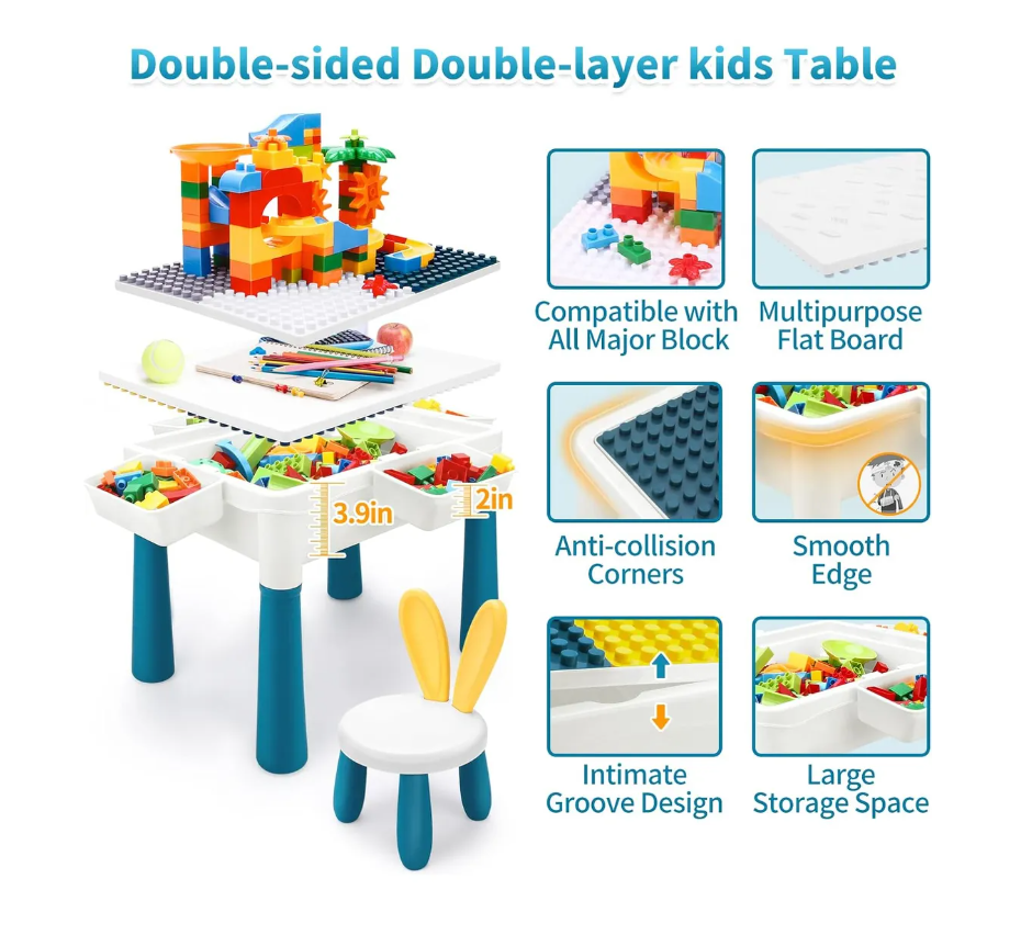 Foto 6 pulgar | Mesa De Juego Móvil De Bloques Construcción Para Niños-206p