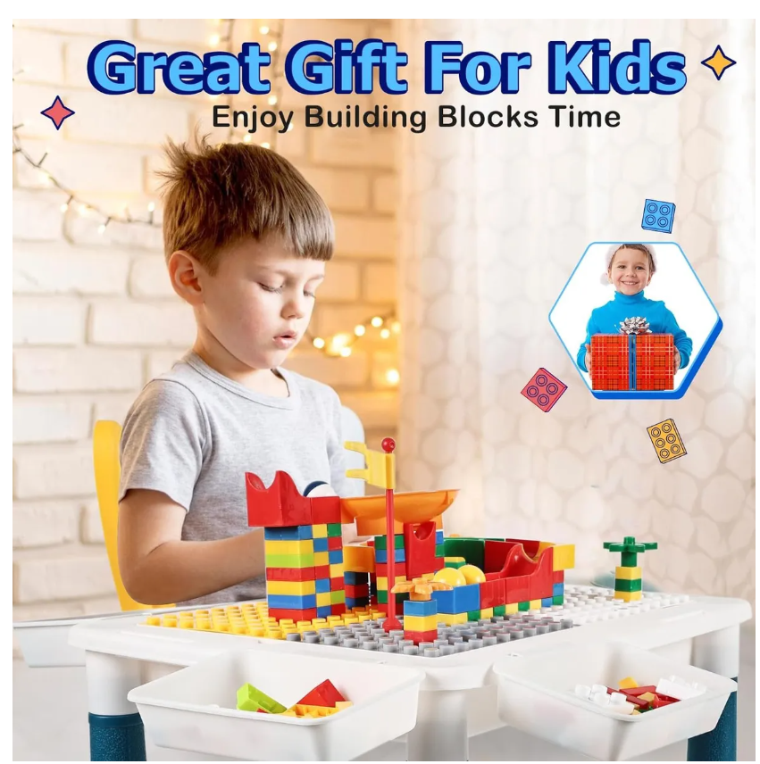 Foto 7 pulgar | Mesa De Juego Móvil De Bloques Construcción Para Niños-206p