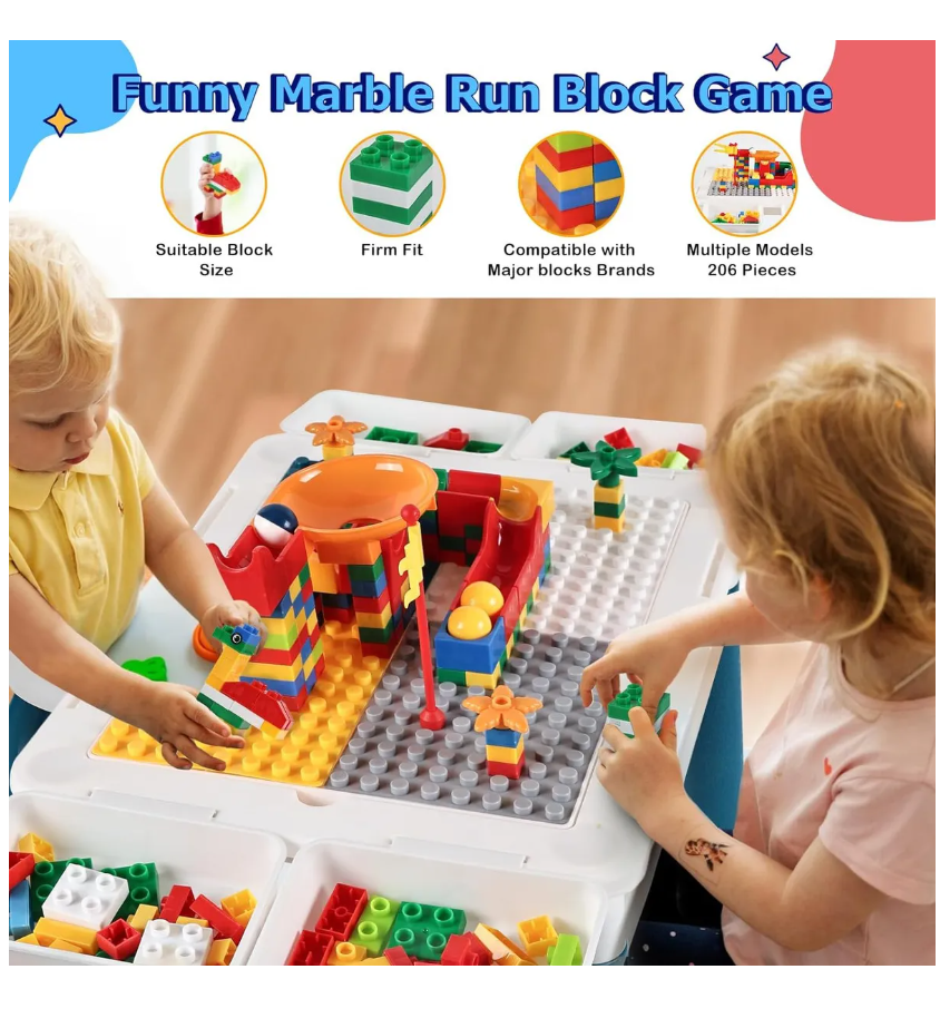 Foto 7 pulgar | Mesa Didáctica con Bloques y Silla para Niños