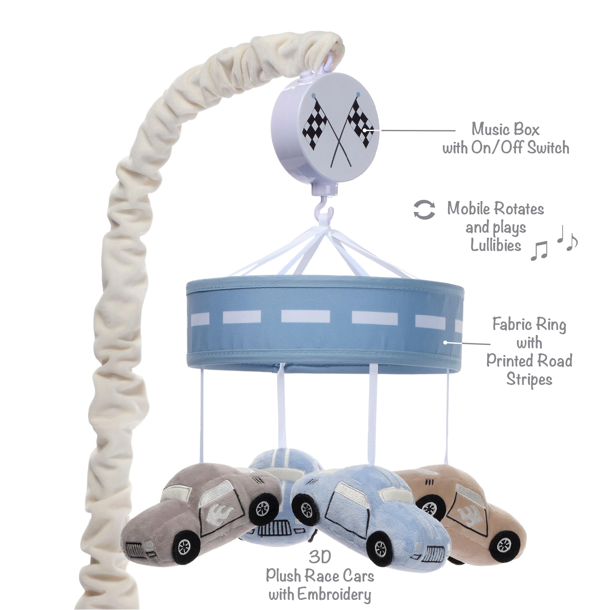 Foto 3 pulgar | Crib Mobile Lambs & Ivy Little Racer Con Chupete Musical - Venta Internacional.