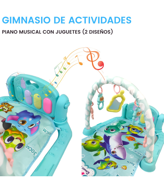 Foto 4 pulgar | Tapete Para Bebe Gimnasio Juguete,actividades,piano,luz,sonido Azul