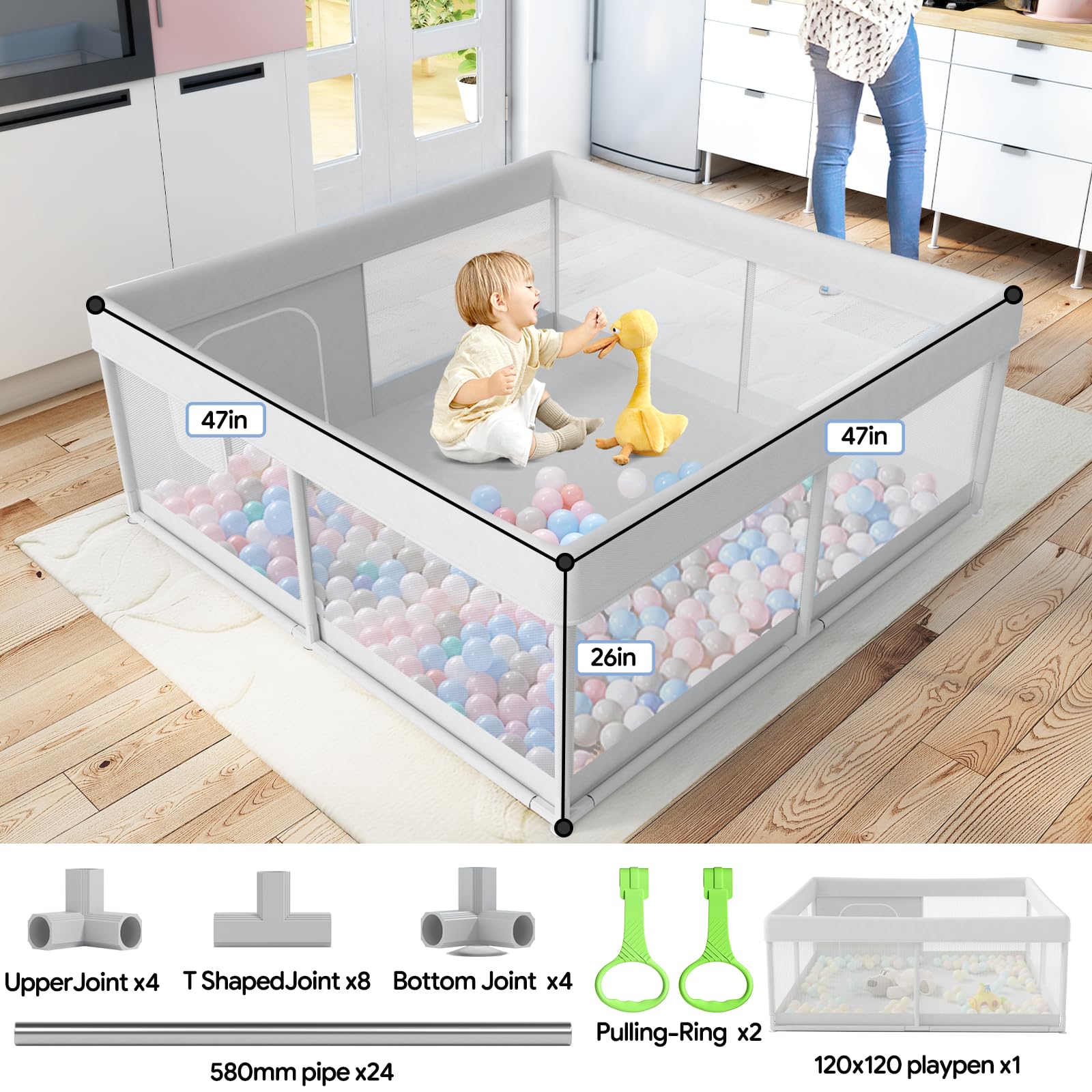 Foto 4 pulgar | Parque Infantil Fodoss Baby De 120 X 120 Cm Con Centro De Actividades Para Interiores Y Exteriores - Venta Internaciona