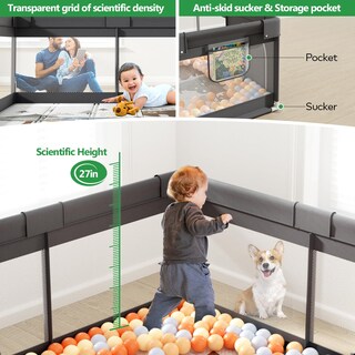 Foto 3 | Baby Playpen Fodoss Con Tapete Para Bebés Y Niños Pequeños, Color Gris Oscuro - Venta Internacional.