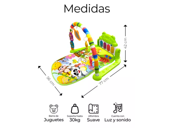 Foto 4 pulgar | Gimnasio Xtellar Piano Musical Tapete De Juegos Para Bebés Color Verde