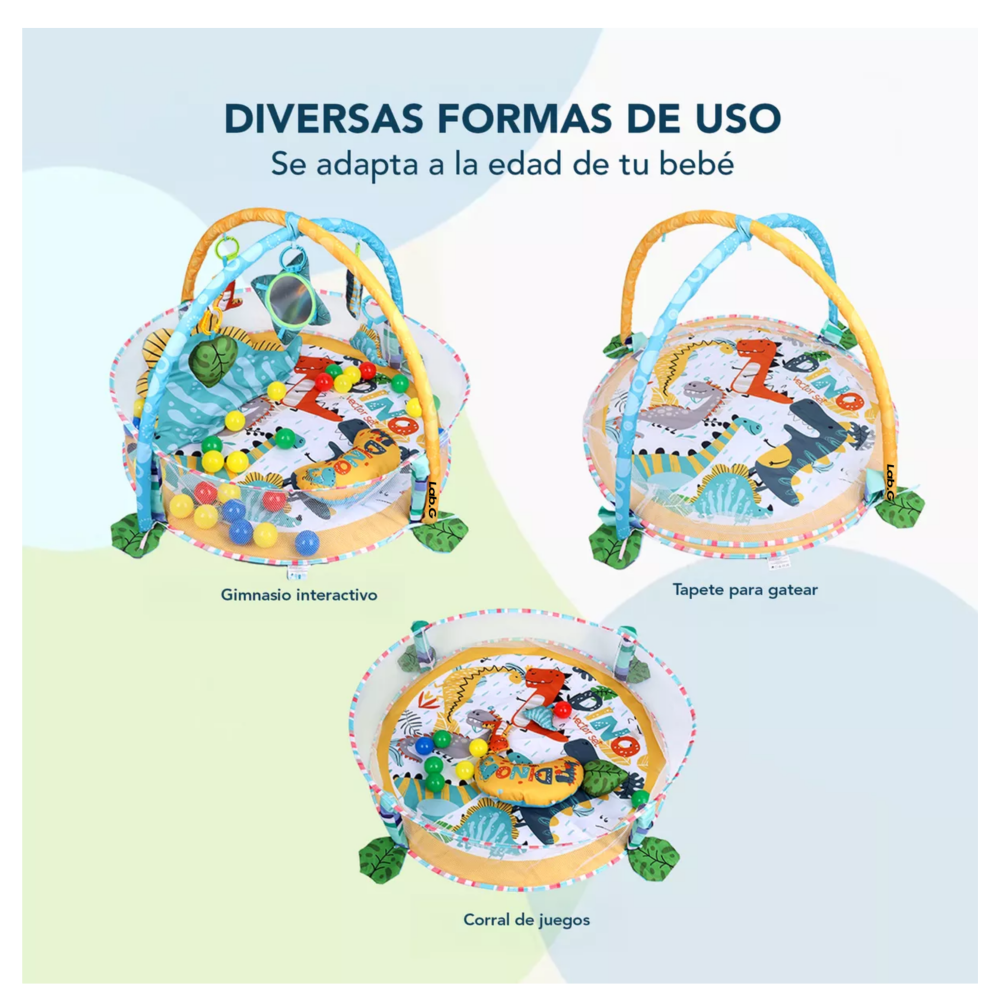 Foto 5 pulgar | Gimnasio Bebé Lab.g Interactivo Tapete Didáctico Infantil Nube Dinosaurios Verde