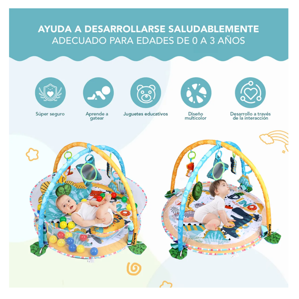 Foto 3 pulgar | Gimnasio Bebé  Belug Interactivo Tapete Didáctico Infantil Nube Dinosaurios Verde