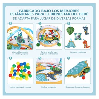 Foto 3 | Gimnasio Bebé Belug Interactivo Tapete Didáctico Infantil Nube Dinosaurios Verde