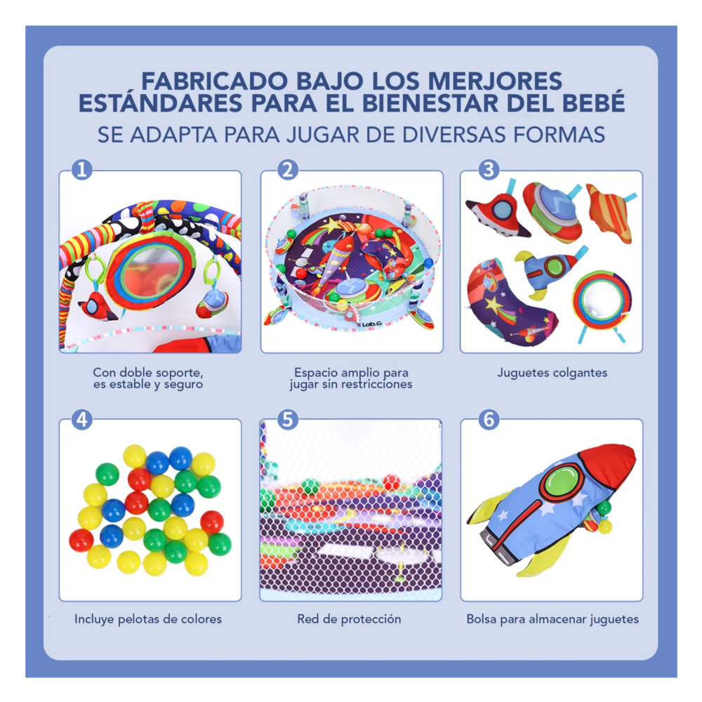 Foto 5 pulgar | Gimnasio Bebé Interactivo Lab.g Tapete Didáctico Infantil Nube Espacio Azul