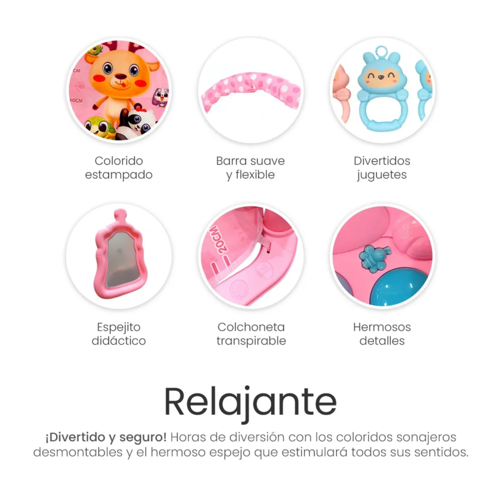Foto 4 pulgar | Gimnasio Para Bebés Tapete Belug  Rosa/reno
