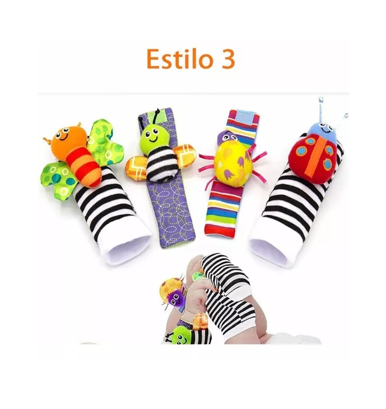 Foto 3 pulgar | Sonajas Para Bebe Calcetines Juguete Estimulación Temprana 4 Estilo 3