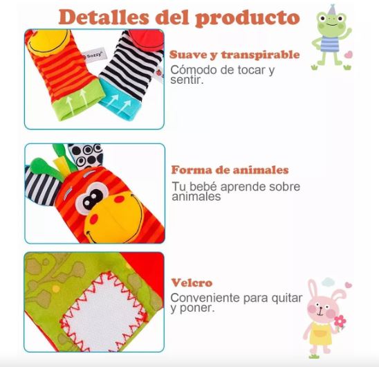 Foto 3 pulgar | Sonajas Calcetines Para Bebe De Estimulación Temprana, 4 Pcs