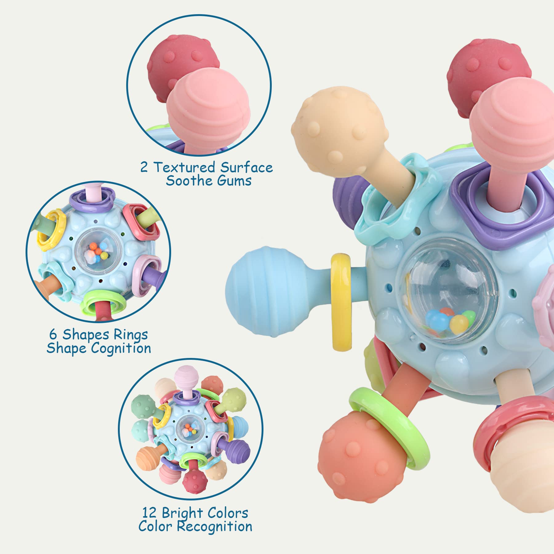Foto 4 | Venta Internacional - Sonajeros Masticables Sensoriales Yidibof Para Bebés De 0 A 18 Meses