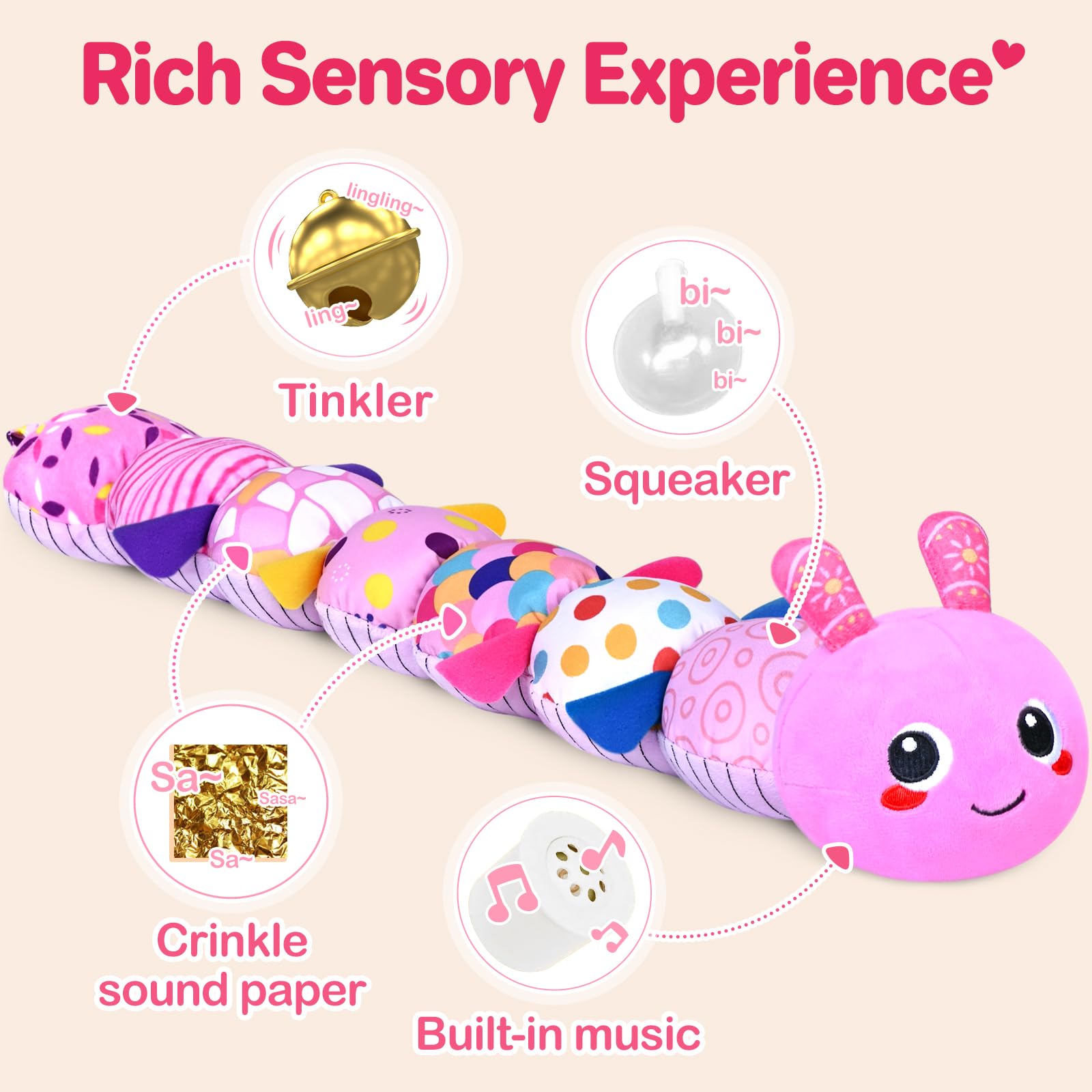 Foto 4 pulgar | Venta Internacional - Juguete Musical Infantil Kmuysl Caterpillar Con Arrugas Y Sonajeros