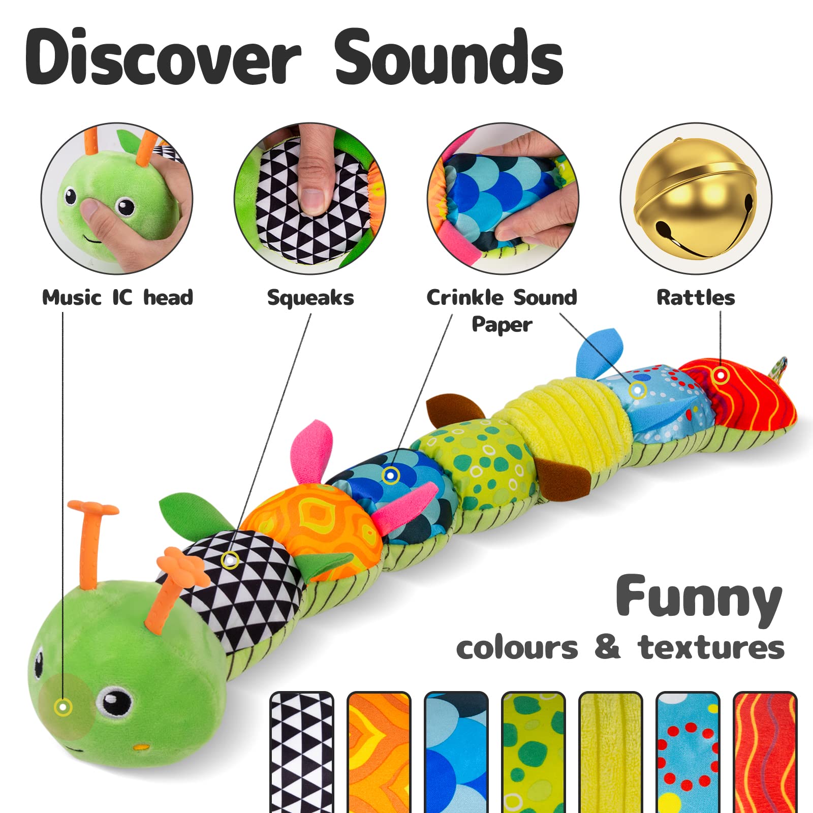 Foto 4 pulgar | Venta Internacional - Juguete De Peluche Musical Para Bebés Sumobaby Caterpilla