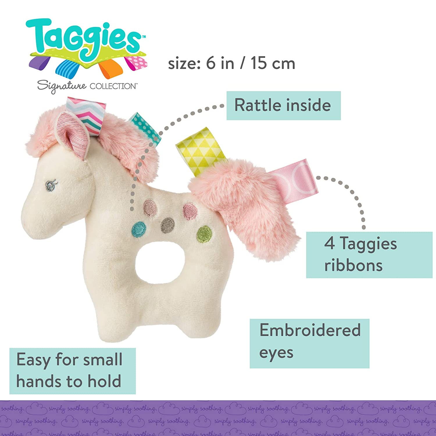 Foto 5 pulgar | Anillo Suave Bordado con Forma de Poni Pintado de Rattle Taggies - Venta Internacional