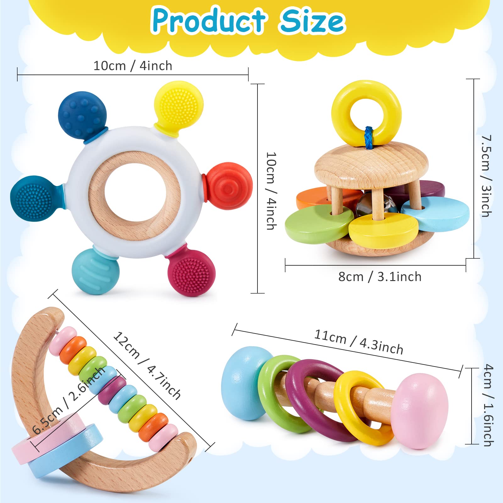Foto 3 pulgar | Montessori Toys Chivao Wooden Bebé De 18 Meses O Más Con Sonajero - Venta Internacional.