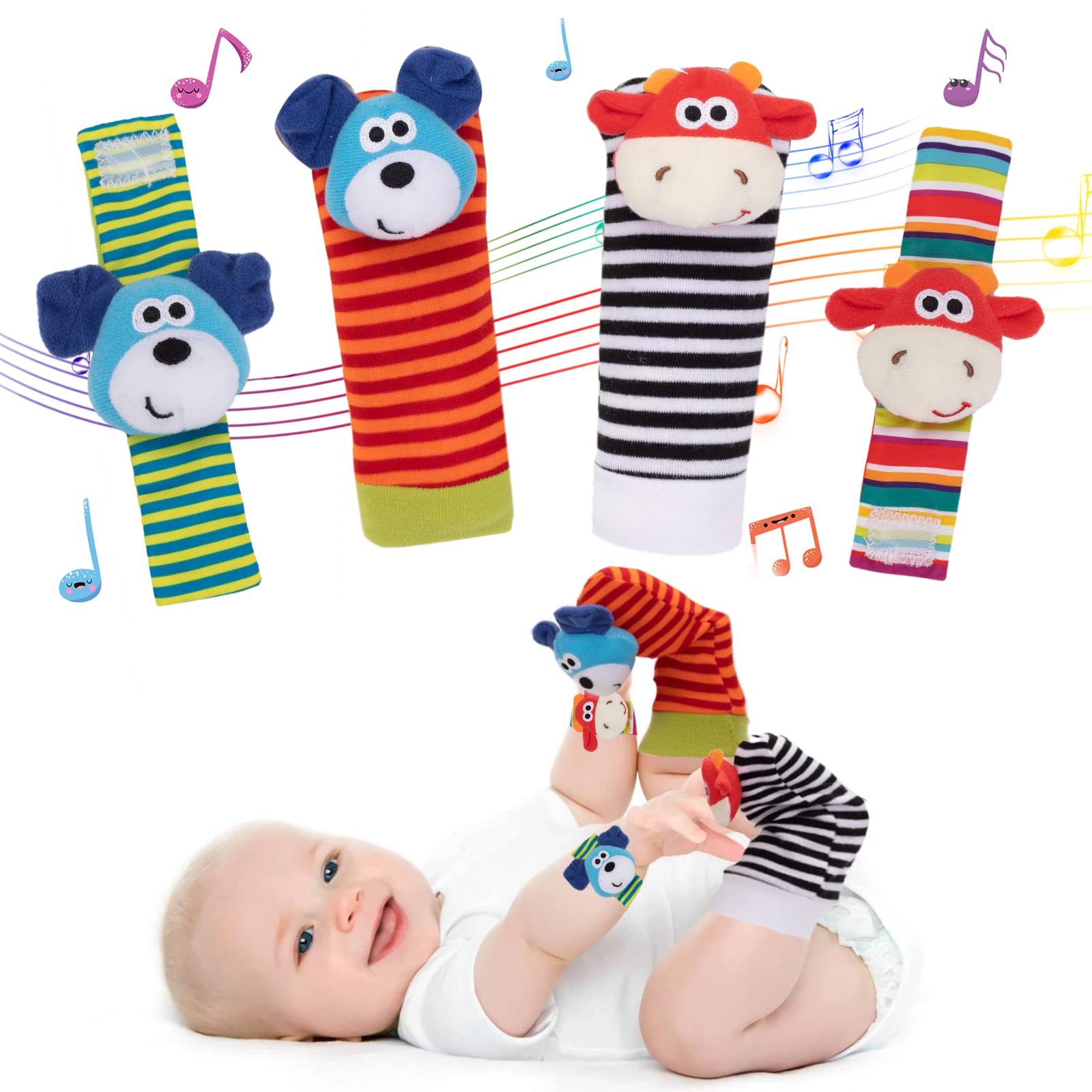 Foto 2 pulgar | Juego De Calcetines Padonise Para Bebés Con Forma De Sonajero Para Bebés, De 1 A 3 Años - Venta Internacional.