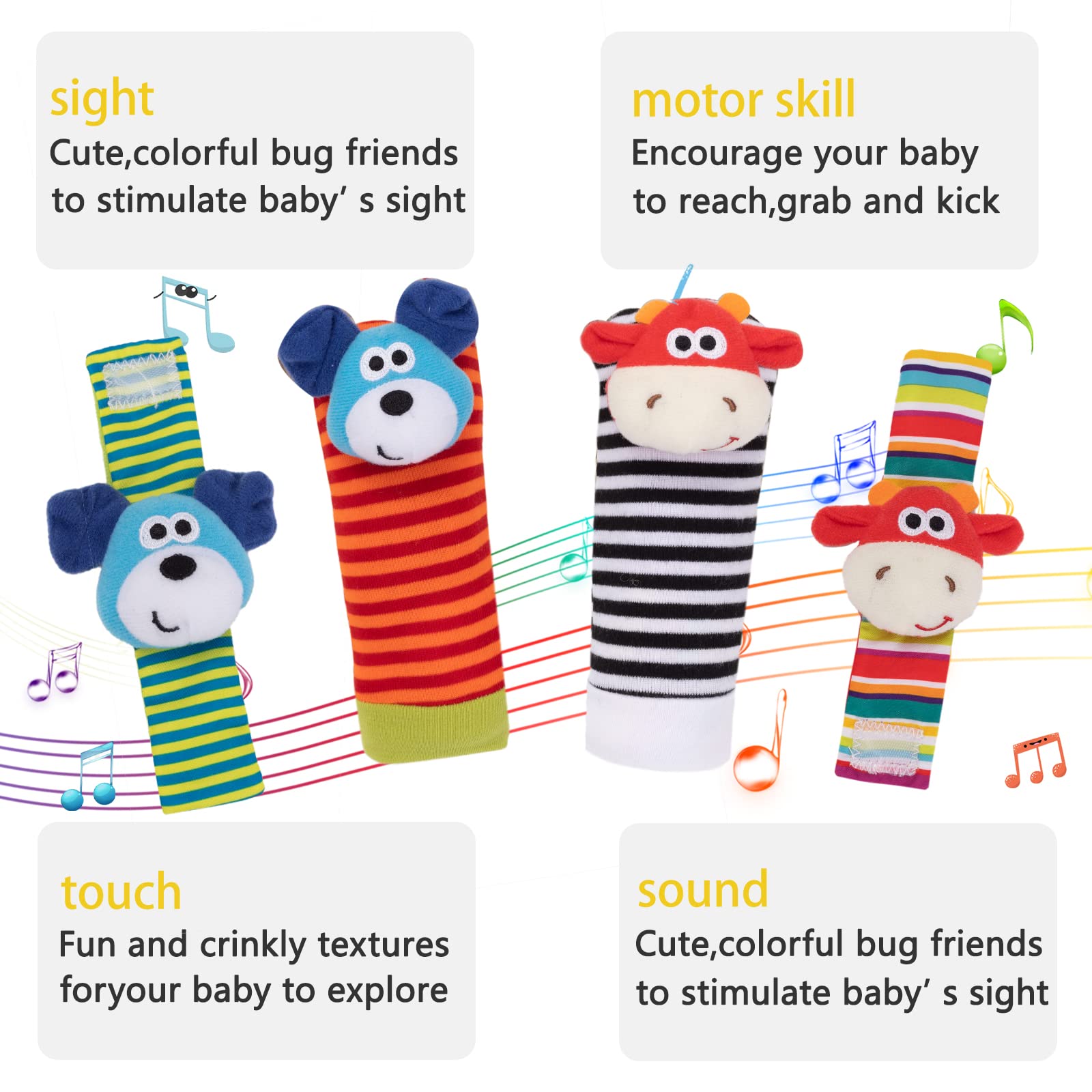 Foto 4 pulgar | Juego De Calcetines Padonise Para Bebés Con Forma De Sonajero Para Bebés, De 1 A 3 Años - Venta Internacional.