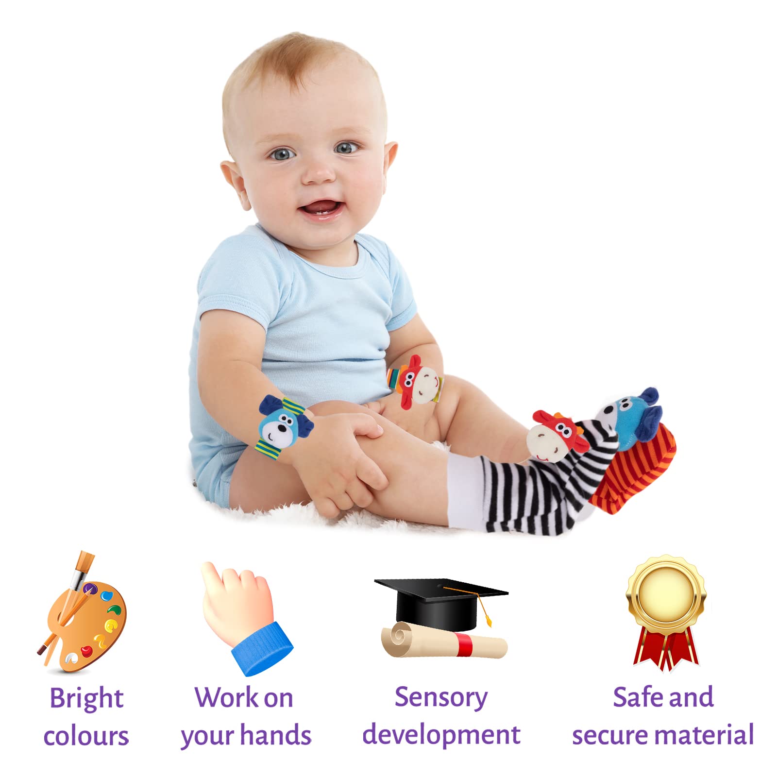 Foto 4 | Juego De Calcetines Padonise Para Bebés Con Forma De Sonajero Para Bebés, De 1 A 3 Años - Venta Internacional.