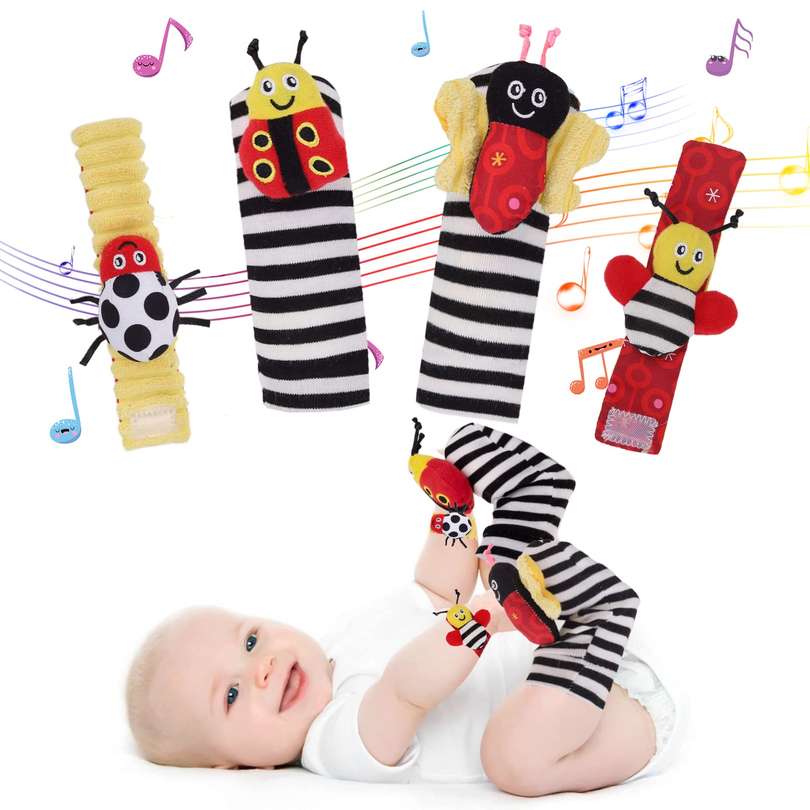 Foto 2 pulgar | Set De Calcetines Y Calcetines Con Forma De Sonajero Para Bebés Padonise - Venta Internacional.