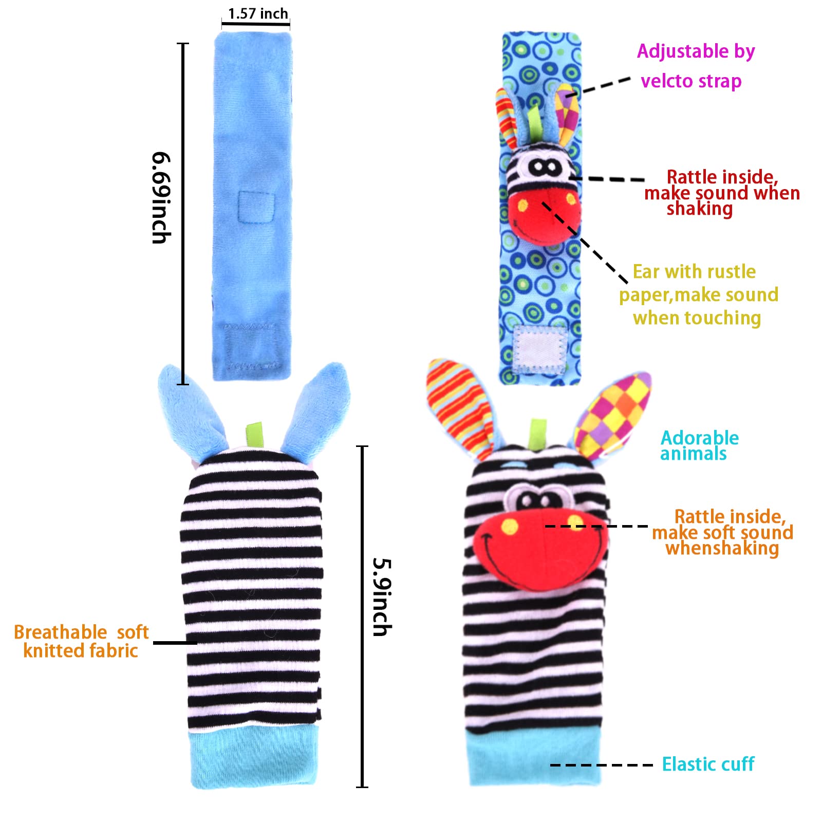 Foto 2 | Set De Calcetines Wrist Rattle Foot Finder Para Bebés Recién Nacidos - Venta Internacional.