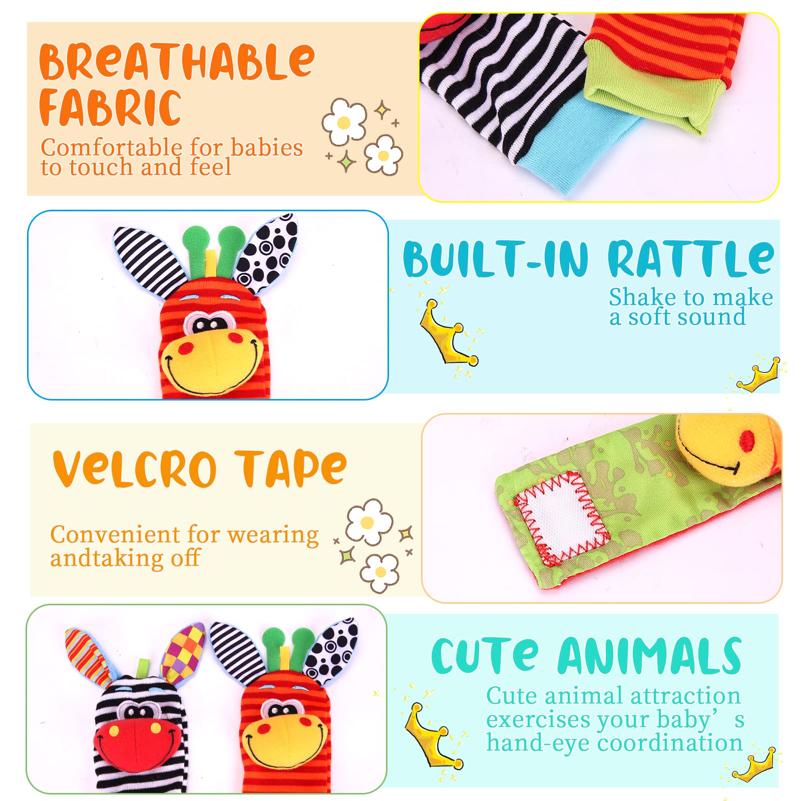 Foto 5 | Set De Calcetines Wrist Rattle Foot Finder Para Bebés Recién Nacidos - Venta Internacional.