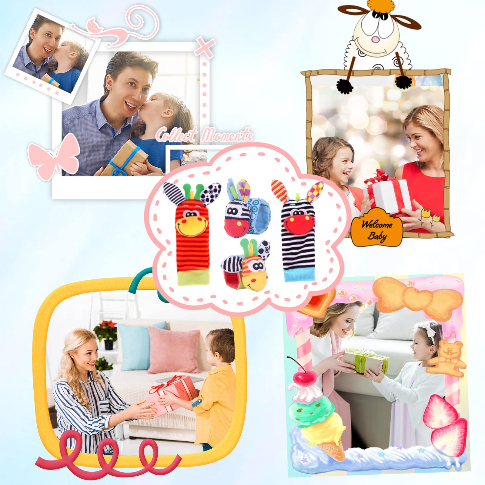 Foto 6 | Set De Calcetines Wrist Rattle Foot Finder Para Bebés Recién Nacidos - Venta Internacional.