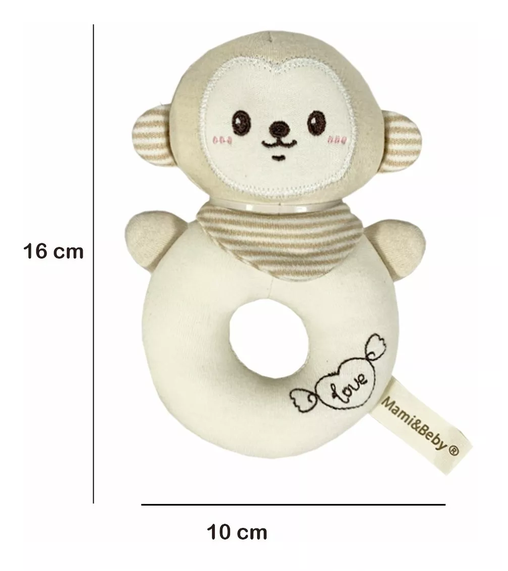 Foto 4 pulgar | Set De 2 Sonajas Para Bebe Juguete Peluche Felpa Extra Suave, Figura: Chango