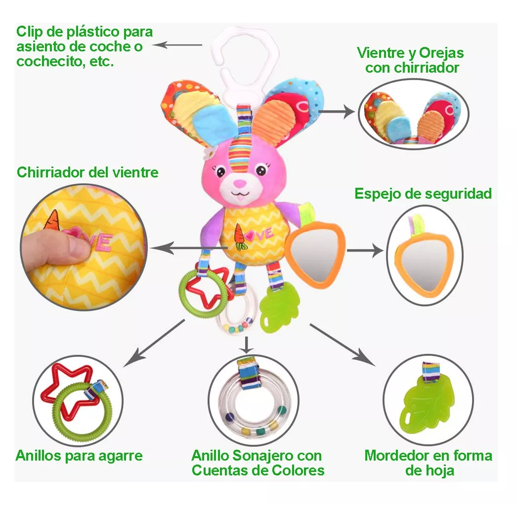 Foto 4 pulgar | Peluche Sonaja y Mordedera Belug Multicolores para Bebé