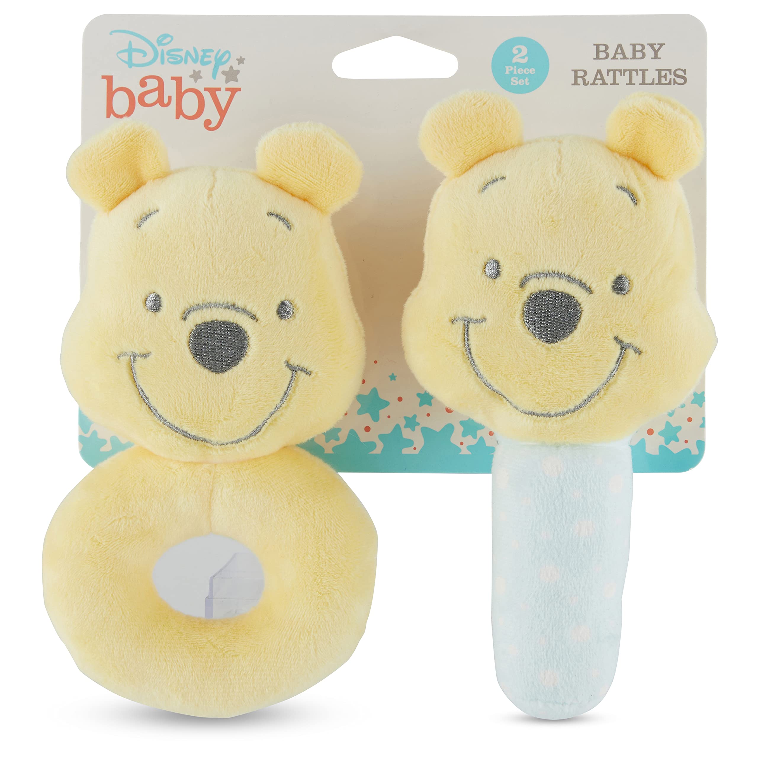 Foto 3 pulgar | Set De Sonajeros Plush Lovie De Disney Winnie The Pooh, Paquete De 2 - Venta Internacional.