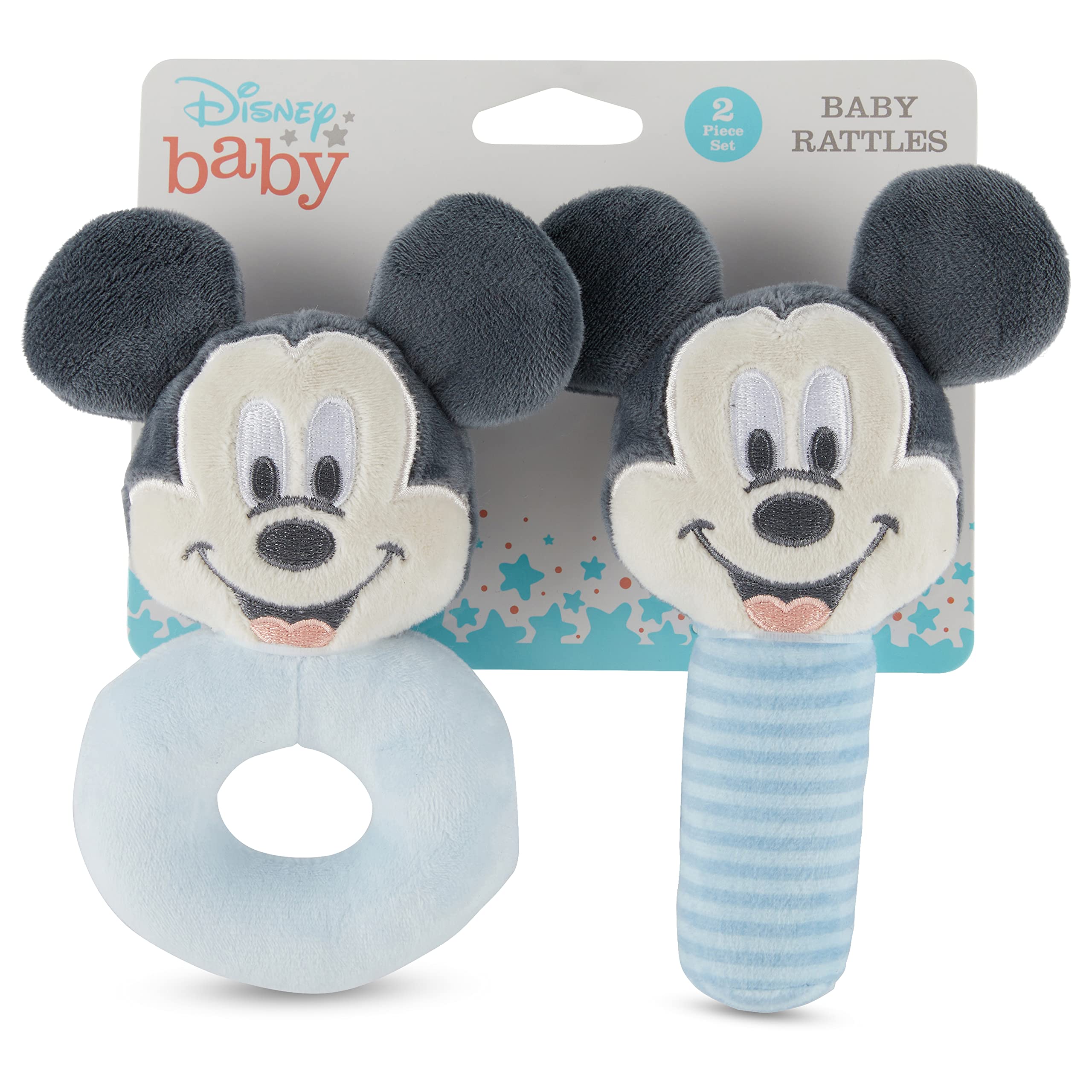 Foto 2 | Set De Sonajeros Plush Lovie De Mickey Mouse De Disney, Paquete De 2 - Venta Internacional.