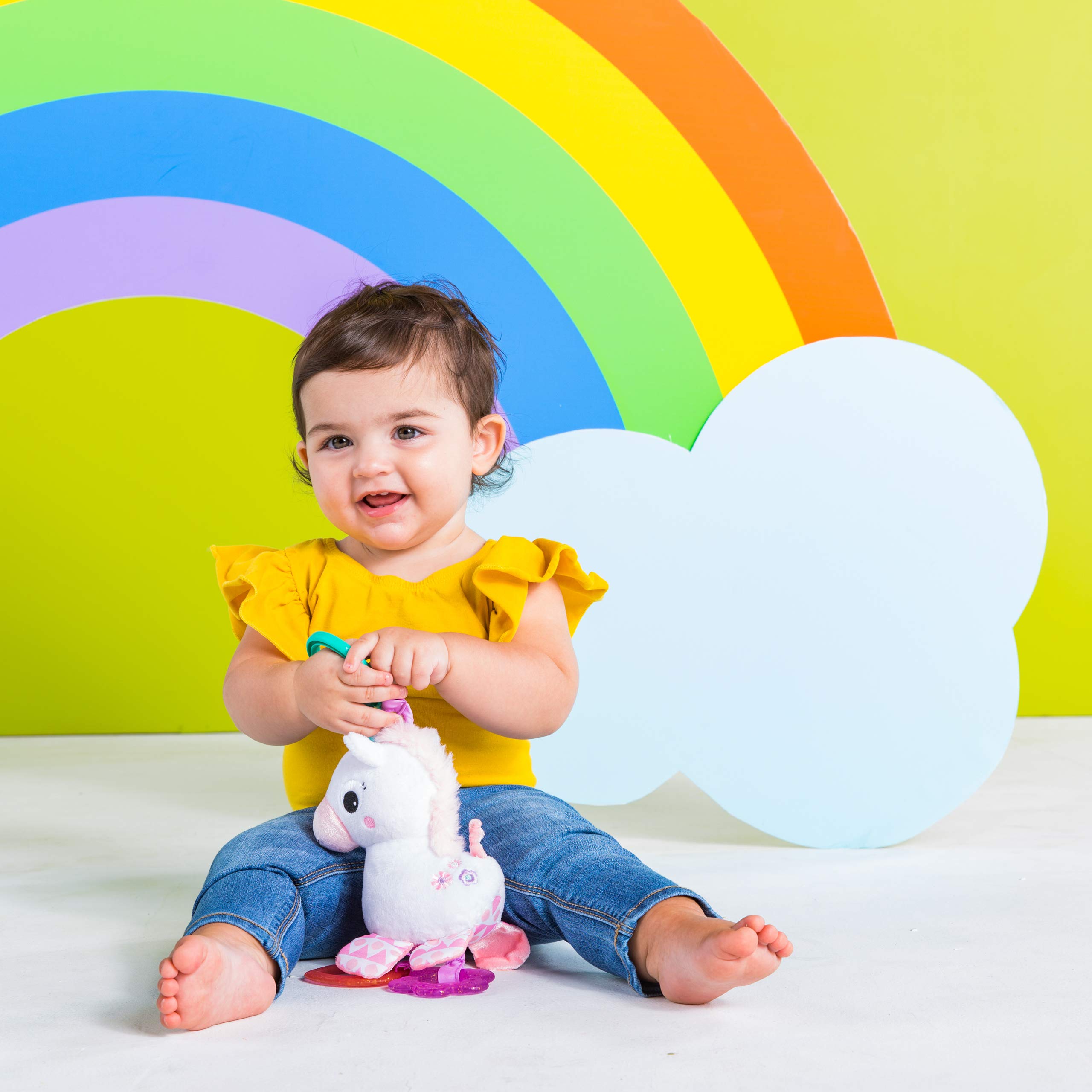 Foto 4 | Cochecito O Transportín De Juguete Bright Starts Unicorn Sparkle Pink - Venta Internacional.