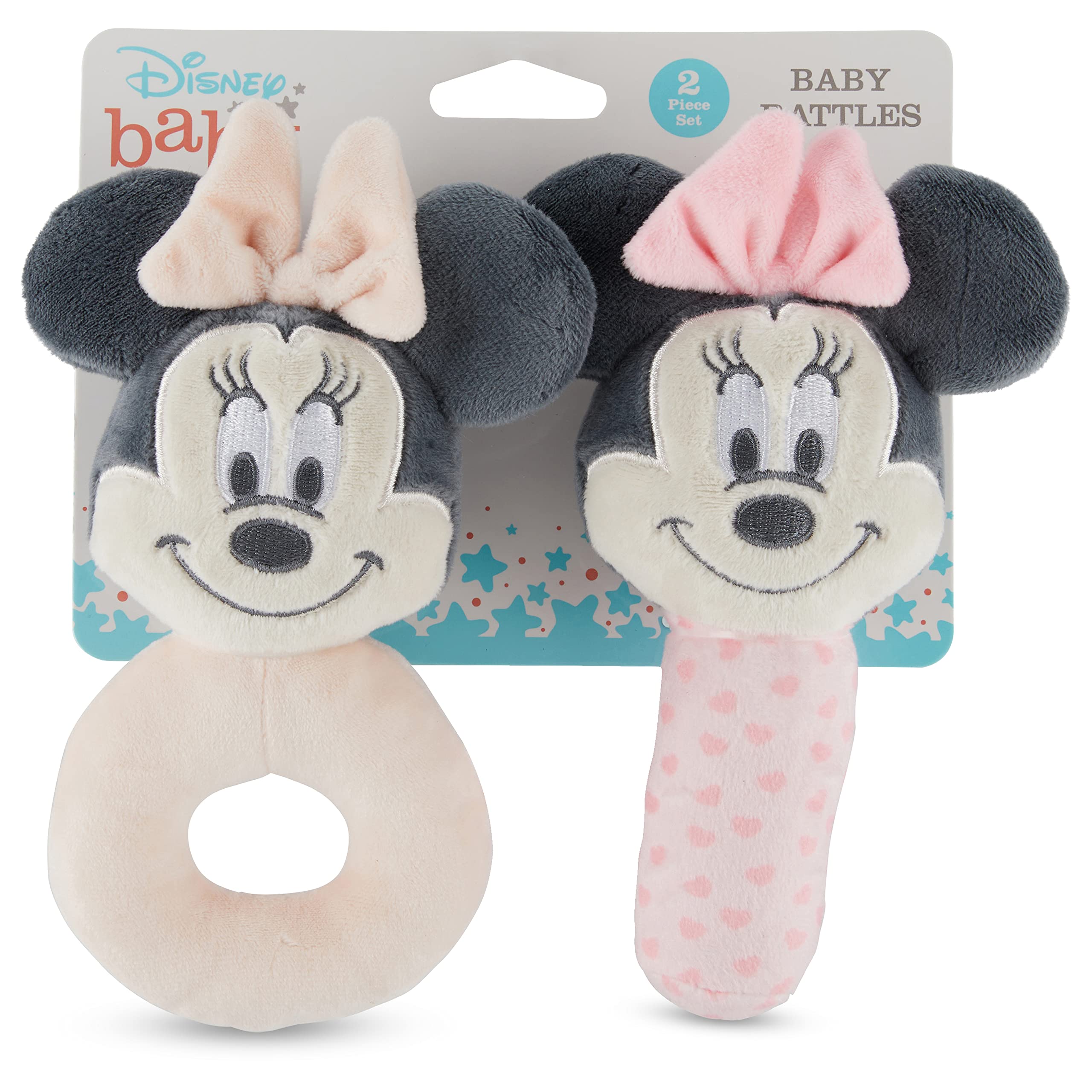 Foto 3 pulgar | Set De Sonajeros Plush Lovie De Disney Y Minnie Mouse, Paquete De 2 - Venta Internacional.