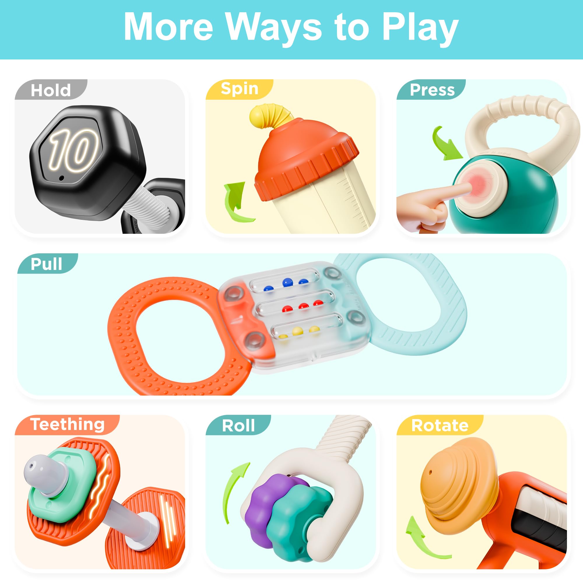 Foto 6 pulgar | Asiento De Coche Para Bebés Con Sonajero Para Gimnasio, Iplay Ilearn, 7p, Dentición, 3-6 M - Venta Internacional.
