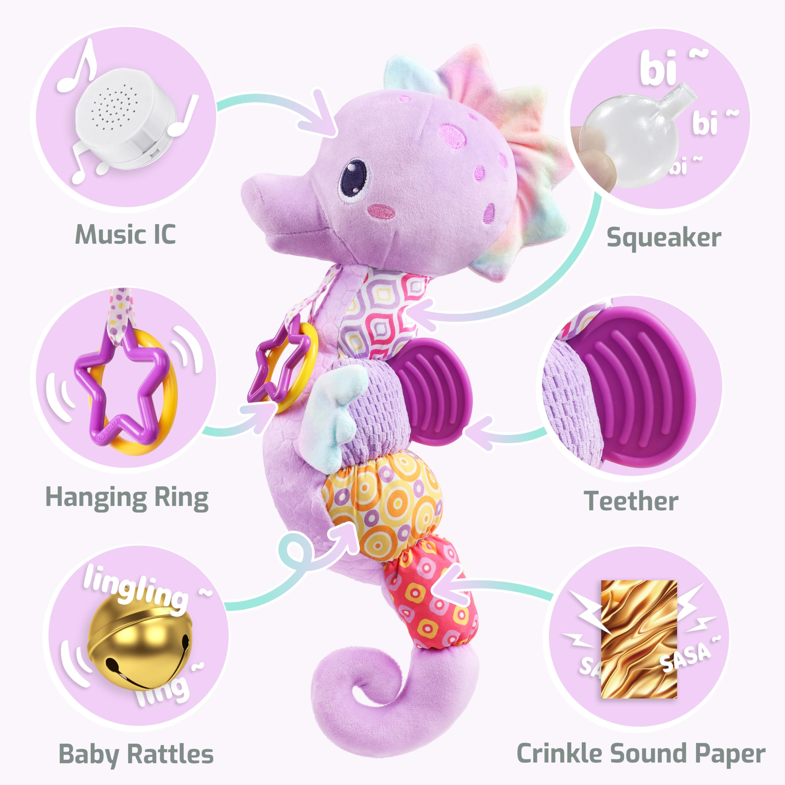 Foto 4 pulgar | Juguete De Peluche Musical Para Bebés Sumobaby Seahorse - Venta Internacional.