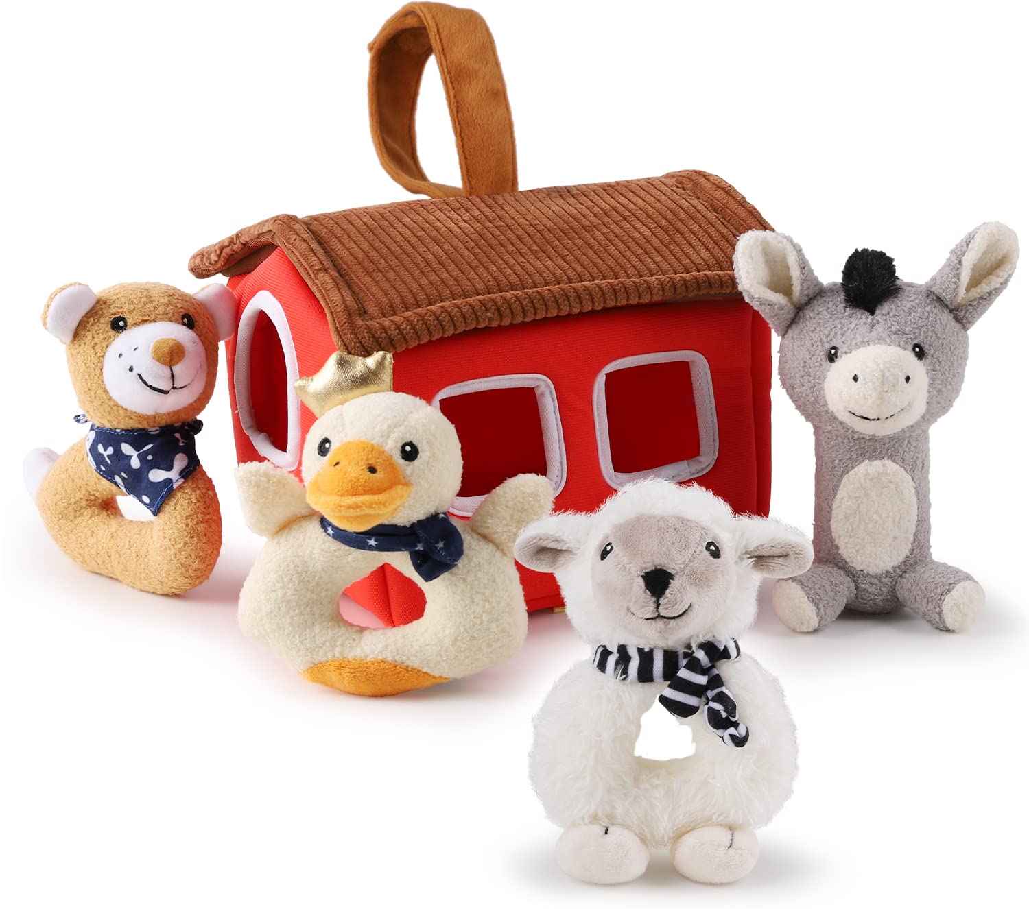 Foto 2 pulgar | Sonajero de Peluche para Bebés Iplay Ilearn Farm Animals Con Casa - Venta Internacional