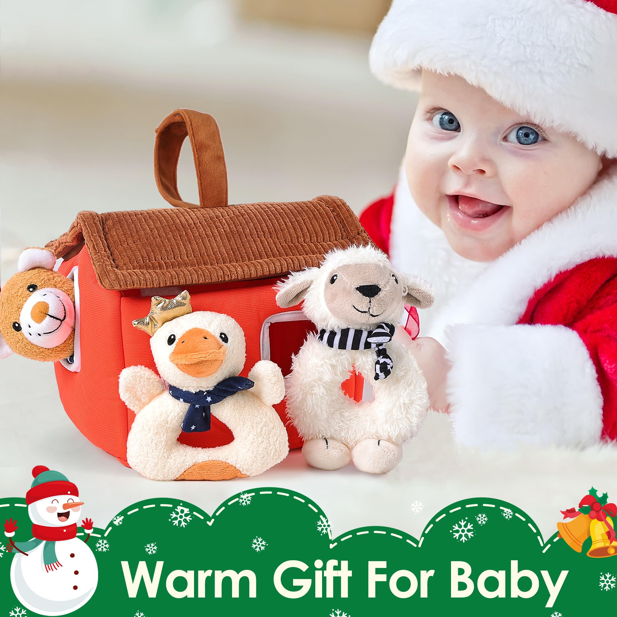 Foto 7 pulgar | Sonajero de Peluche para Bebés Iplay Ilearn Farm Animals Con Casa - Venta Internacional