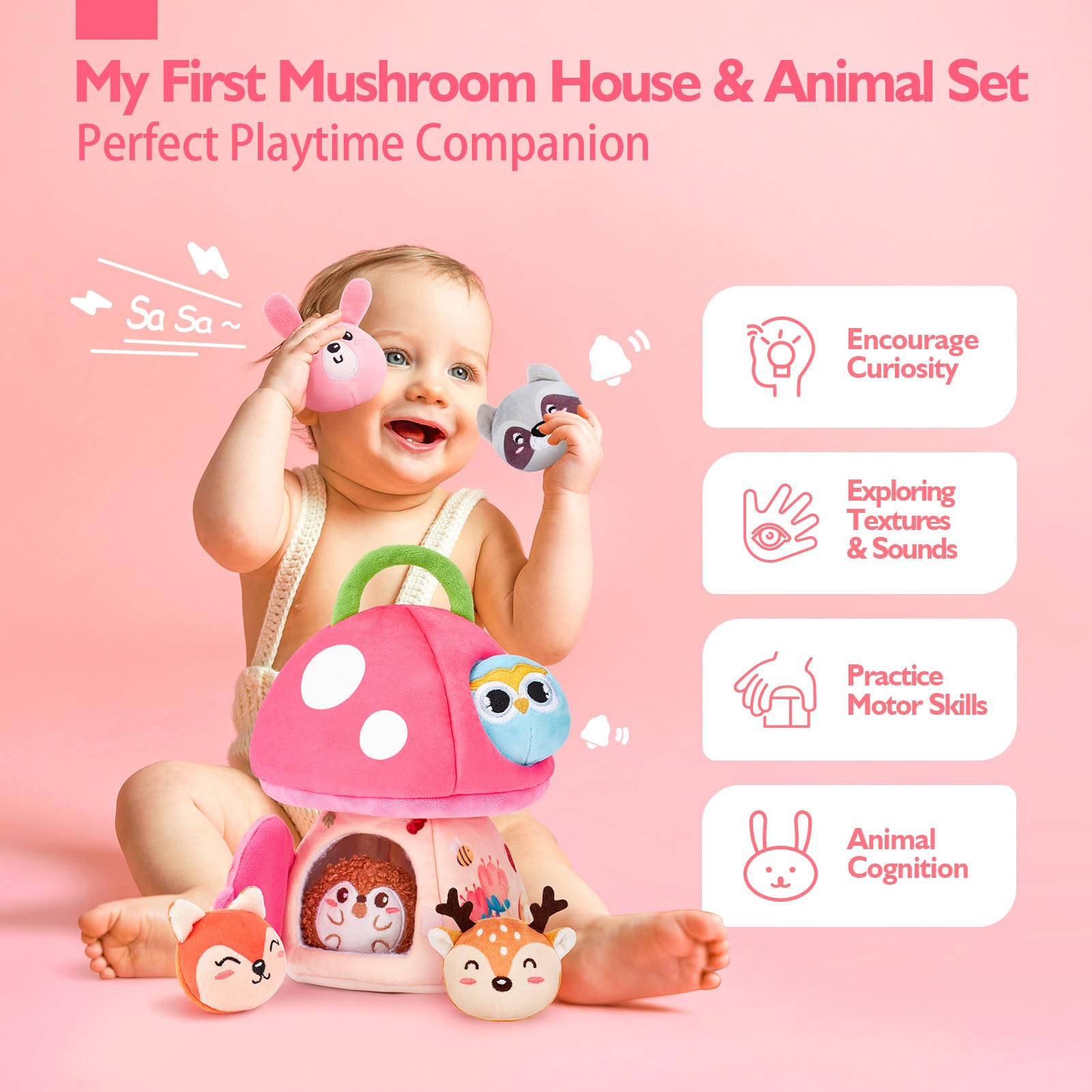 Foto 3 pulgar | Toy Hahaland My First Mushroom House Con Animales De La Jungla, De 6 A 12 M - Venta Internacional.