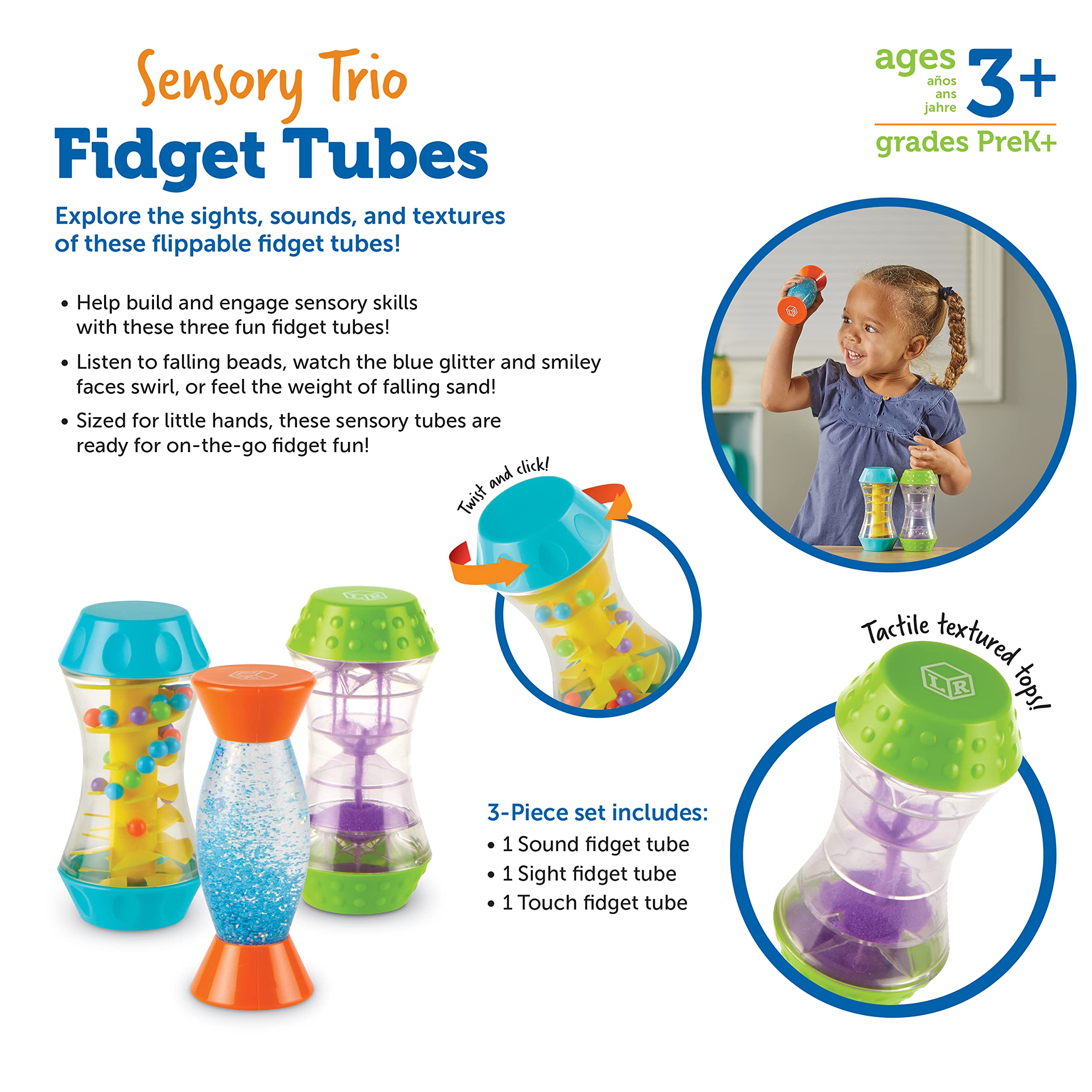Foto 6 pulgar | Recursos De Aprendizaje De Sensory Trio Fidget Tubes Para Niños De 3 Años O Más, 3 Piezas - Venta Internacional.