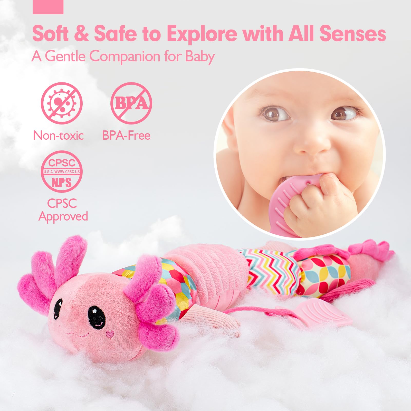 Foto 6 pulgar | Peluche Tummy Time Toy Hahaland Musical Axolotl Para 0-6 Meses - Venta Internacional.