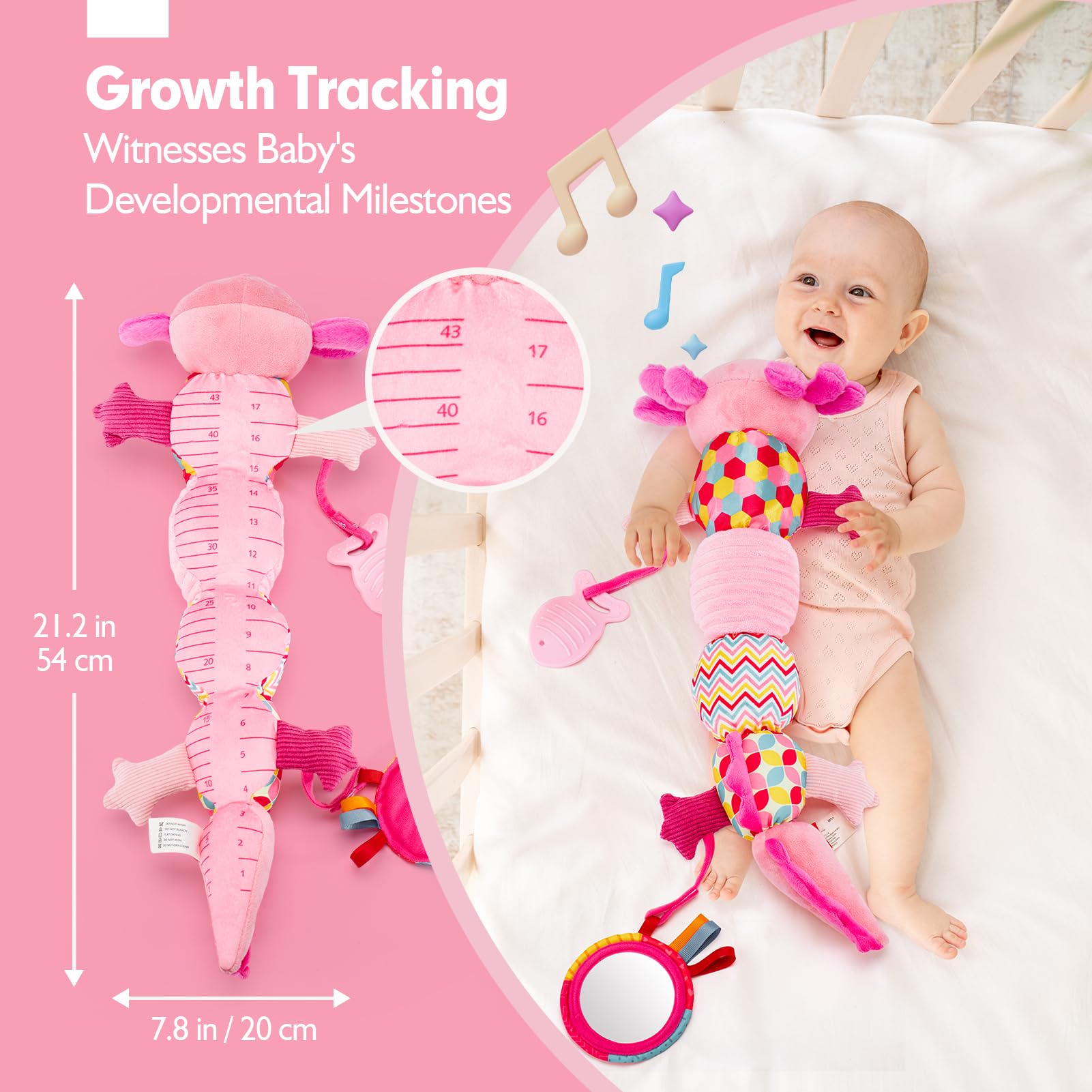 Foto 7 pulgar | Peluche Tummy Time Toy Hahaland Musical Axolotl Para 0-6 Meses - Venta Internacional.