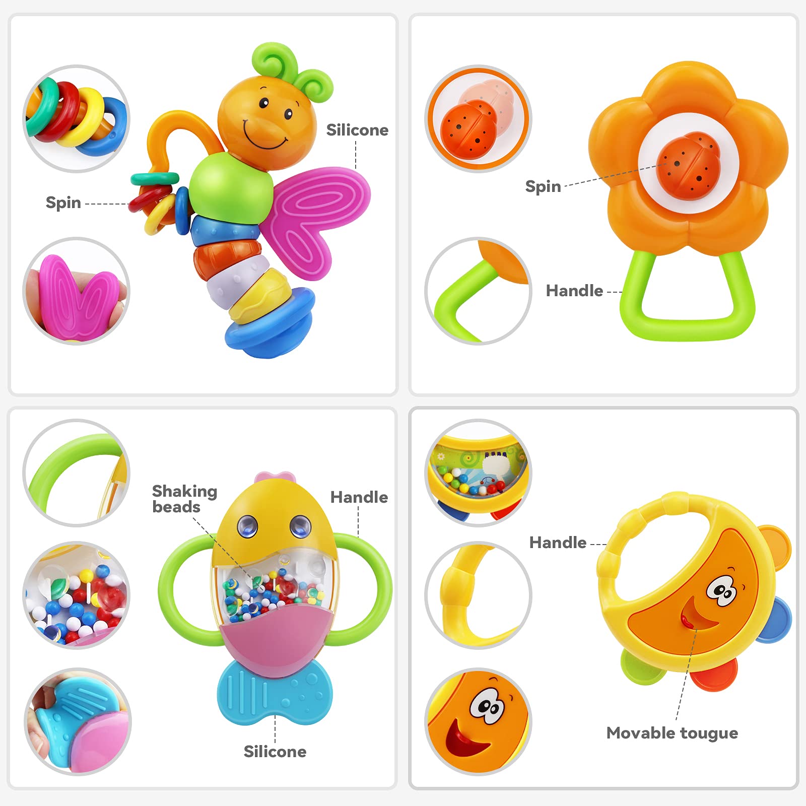 Foto 3 pulgar | Juego de Sonajeros para Bebés Moontoy  Con Caja De Almacenamiento - Venta Internacional