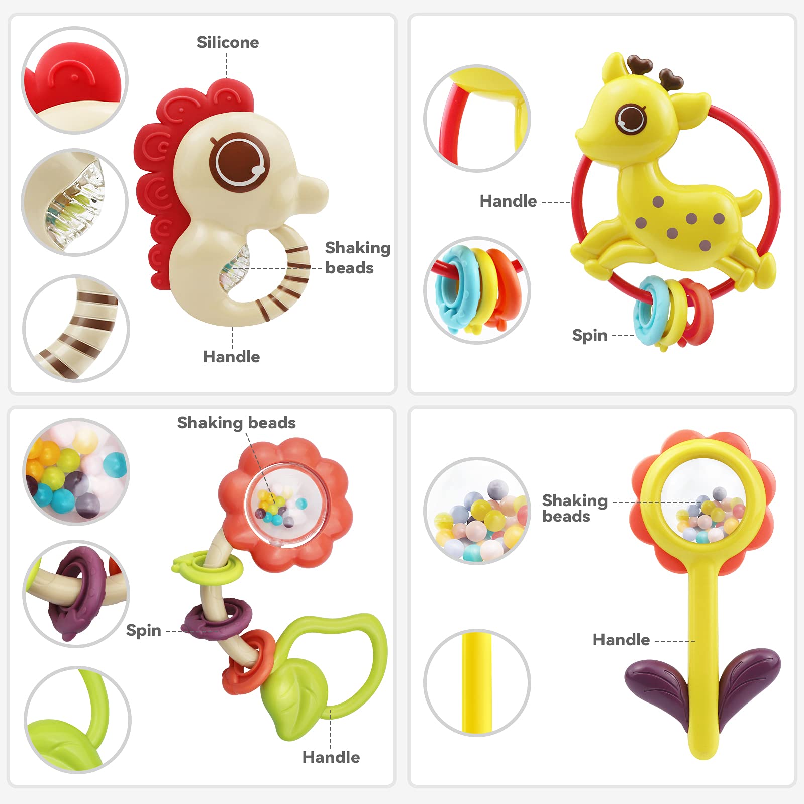 Foto 4 pulgar | Juego de Sonajeros para Bebés Moontoy  Con Caja De Almacenamiento - Venta Internacional