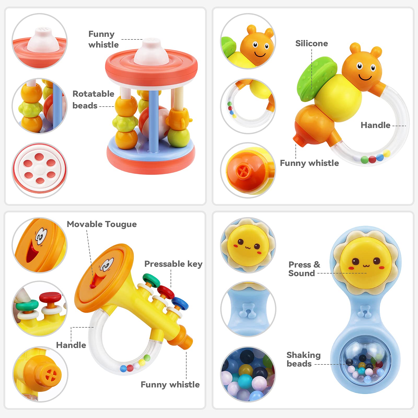Foto 5 pulgar | Juego de Sonajeros para Bebés Moontoy  Con Caja De Almacenamiento - Venta Internacional